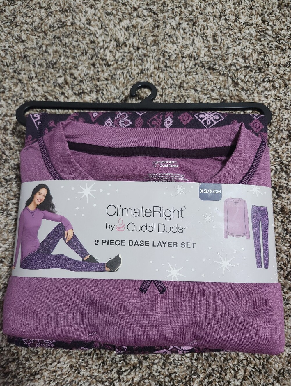 Cuddl Duds Purple Aztec 2-Piece Base Layer Set - Picture 2 of 7